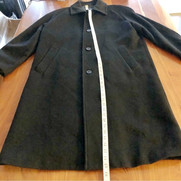 Vintage Cashmere Wool Fil A Fil  Oversized Classic Black Pea Coat Winter Jacket - Picture 12 of 14